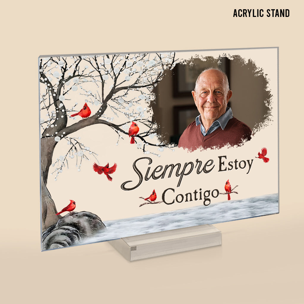 Siempre Estoy Contigo – personalisierte Gedenktafel aus transparentem Acryl