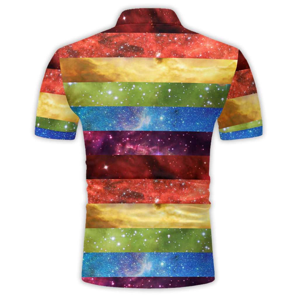 Pride Rainbow Galaxy – Personalisiertes LGBT-Unterstützungs-Poloshirt