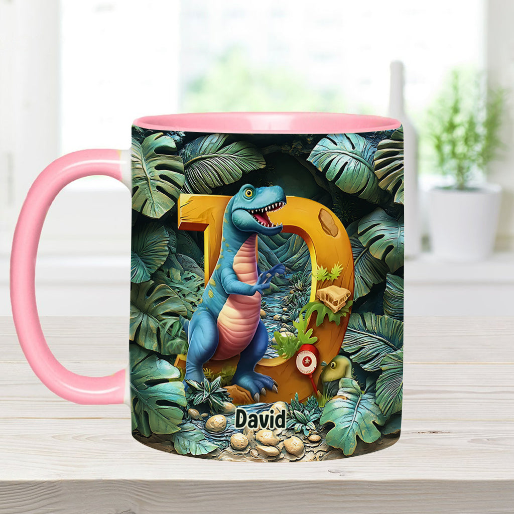 Dinosaurier-Buchstabe - Personalisierte Tasse mit Kinderakzent