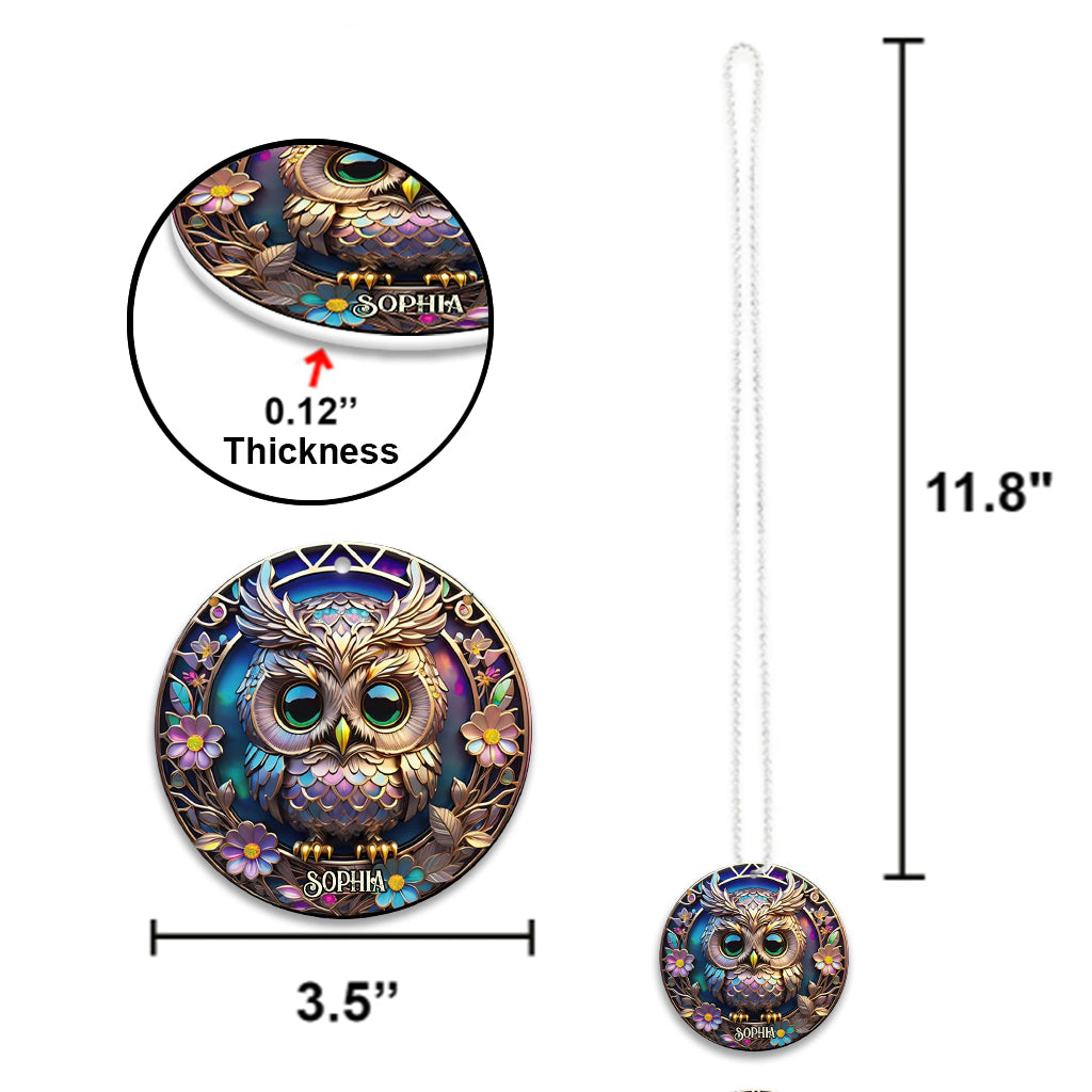 Colorful Owl - Personalized Owl Car Ornament