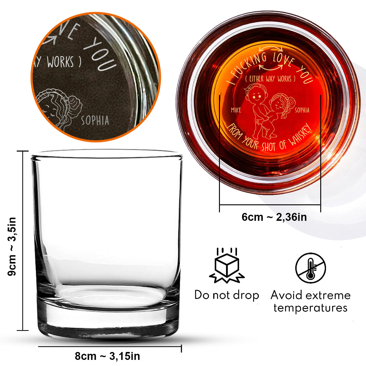 Ich liebe dich – Personalisiertes Whiskyglas für Paare mit Gravur