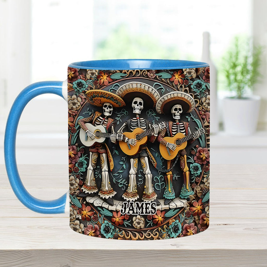 Skelett-Trio – Personalisierte Tasse mit Totenkopf-Akzent