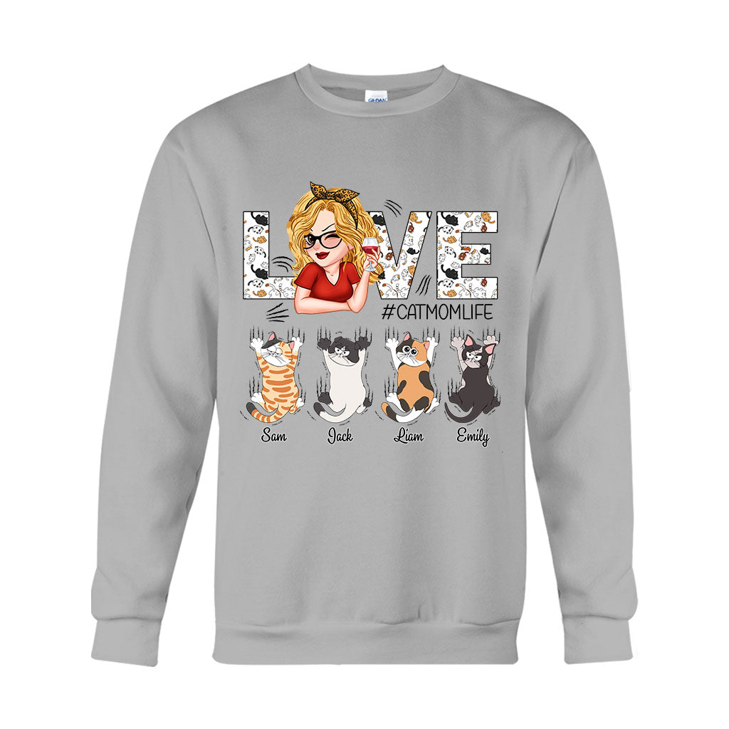 Liebe das Leben als Katzenmama – Personalisiertes Katzen-T-Shirt und Hoodie