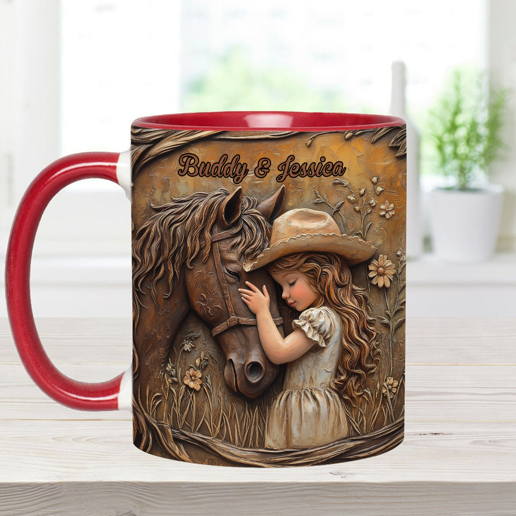 Einfach ein Mädchen, das Pferde liebt – personalisierte Tasse mit Pferdemotiv