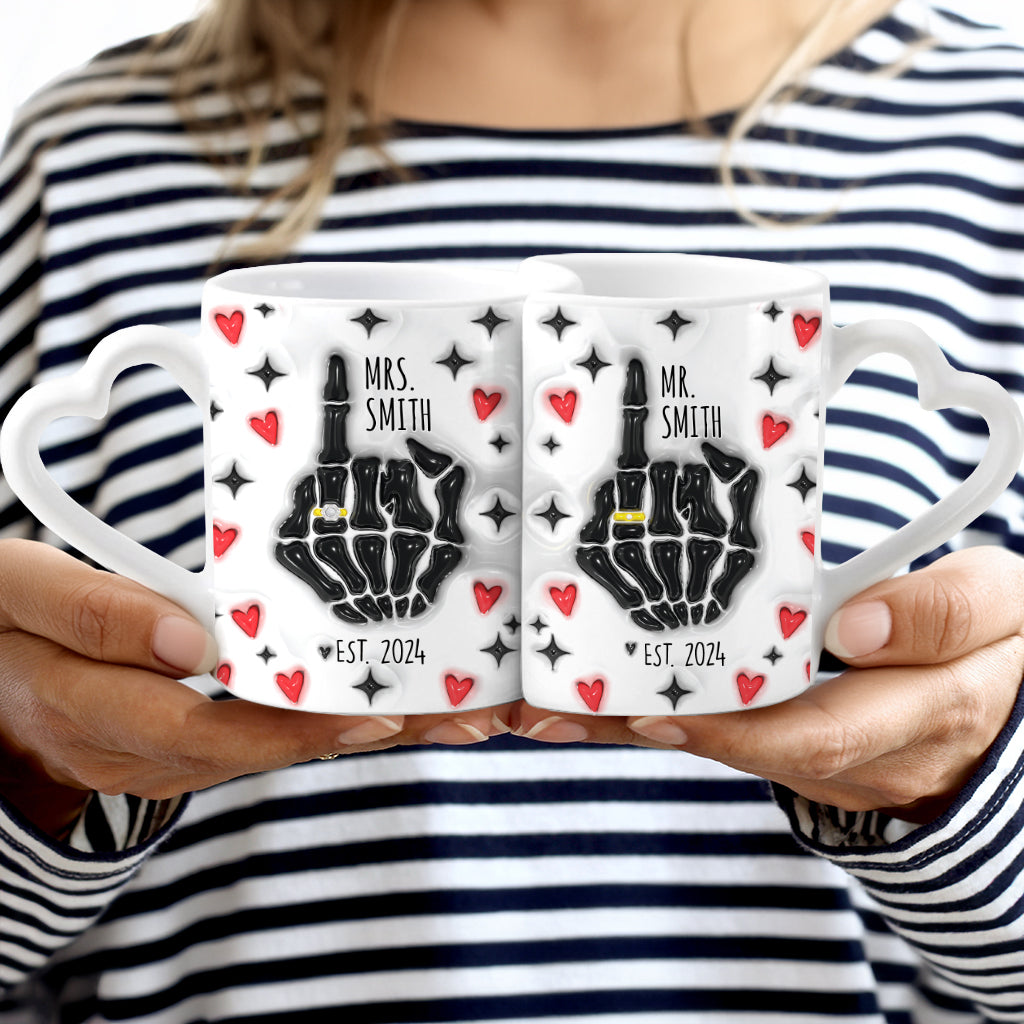 Witziger Jahrestag – Personalisierte Tasse mit passendem Herzgriff für Ehemann und Ehefrau