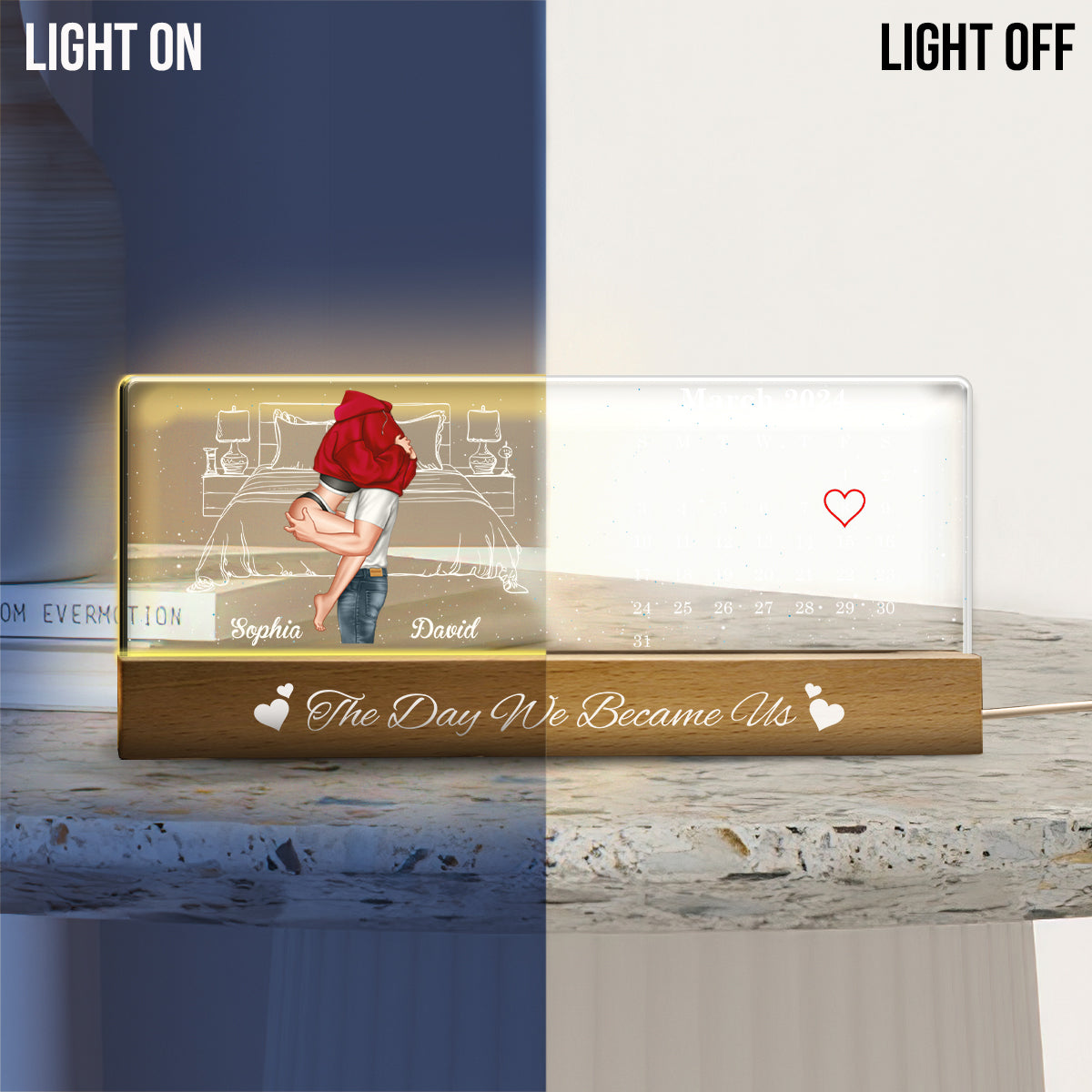 Der Tag, an dem wir wir wurden – Personalisierte LED-Nachtleuchte für Paare