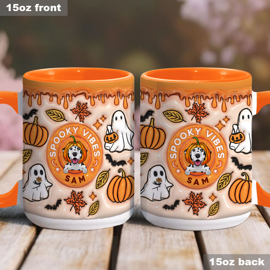Spooky Vibes Ghost Fall - Personalized Dog Accent Mug