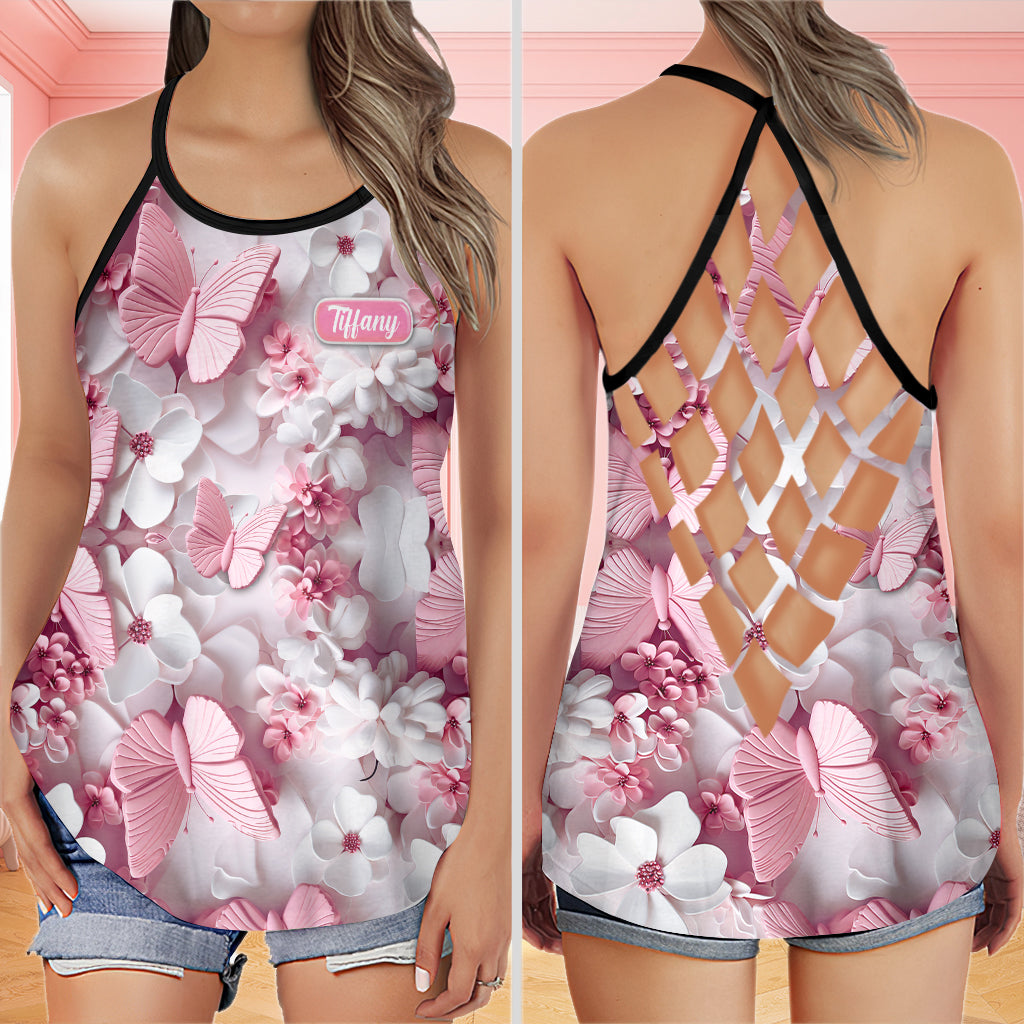 Wunderschöne Schmetterlinge – Personalisiertes Tanktop mit Schmetterlingskreuz