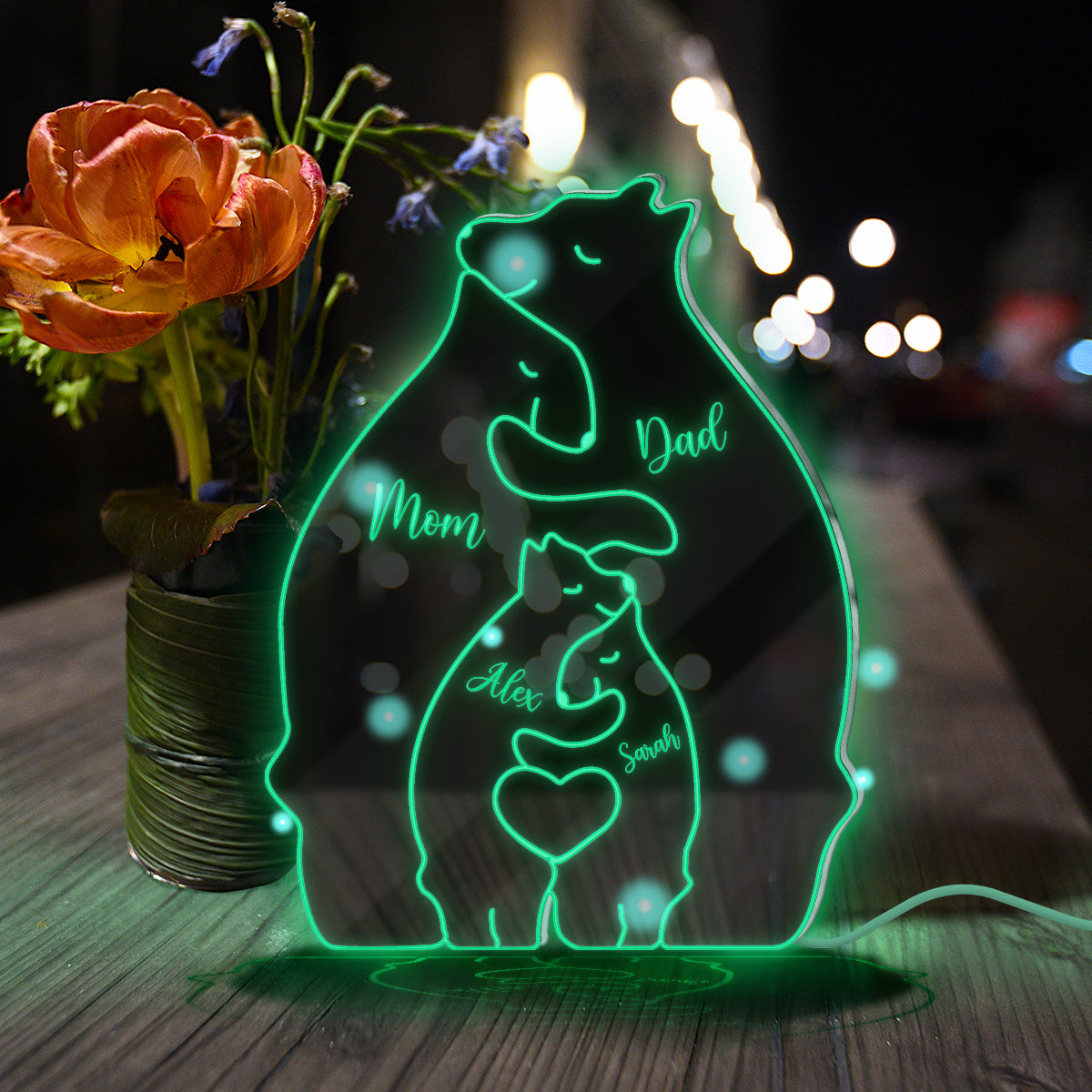 Bear Family - Personalized Family Mirror Light