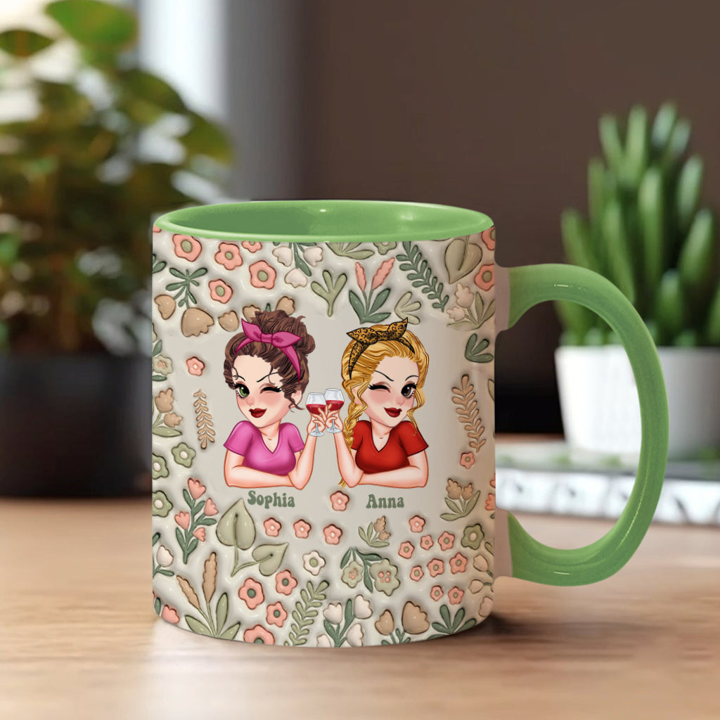 Besties Forever Floral - Personalisierte Bestie-Tasse