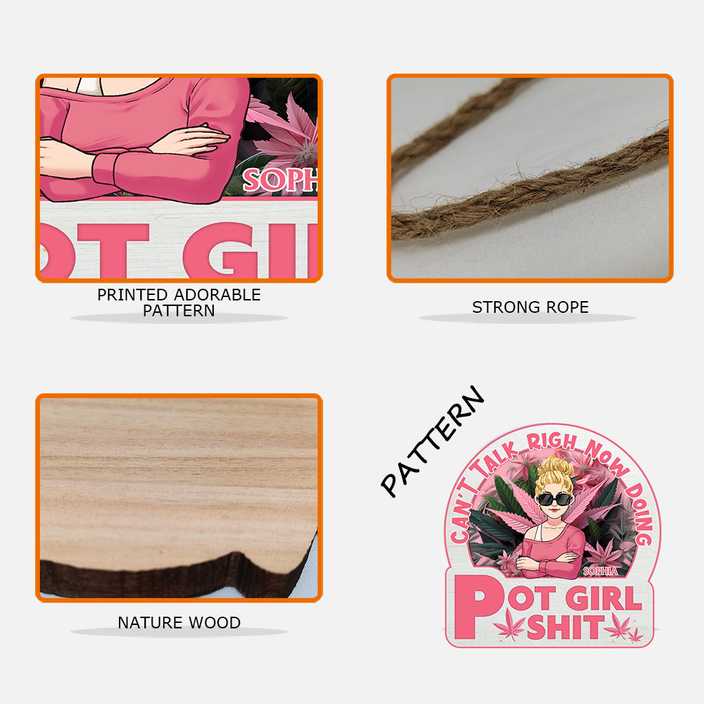 Kann gerade nicht reden, bin mit Kiffen beschäftigt - Personalisiertes, individuell geformtes Holzschild mit Weed-Motiv