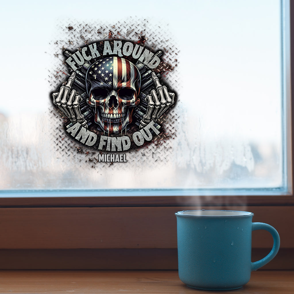 American Flag Skeleton - Personalized Skull Decal Full