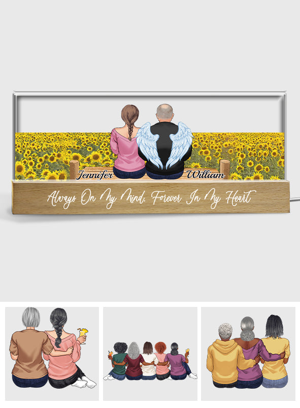 Gedenkflügel Sonnenblumenfeld – Personalisierte Gedenk-LED-Nachtleuchte