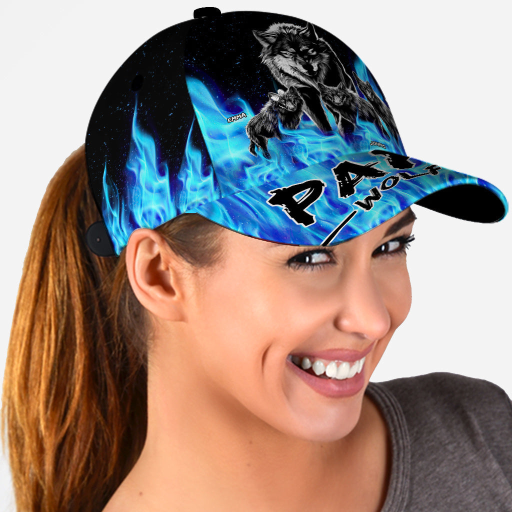 Grandpa's Wolf Pack Blue Flames - Personalisierte Grandpa Classic Cap