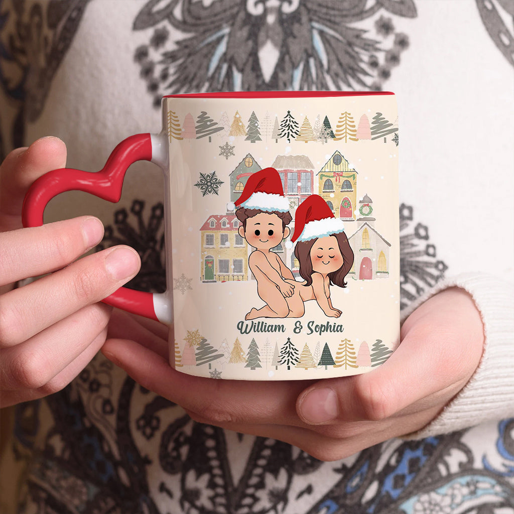 Weihnachten kommt nach Poundtown – Personalisierte Tasse mit Herzgriff für Paare