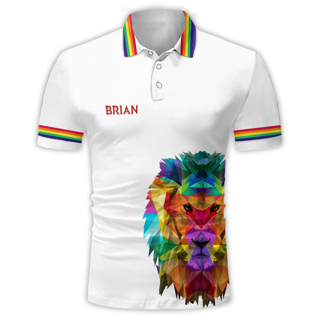 LGBT Pride Month Löwe Das bin ich - Personalisiertes LGBT-Unterstützungs-Poloshirt