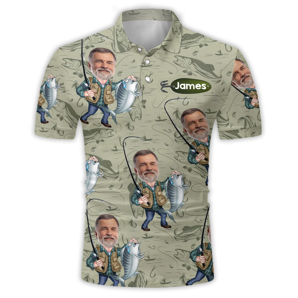 Geschenk für Angler-Papa, Ehemann, Onkel... - Personalisiertes Angel-Poloshirt