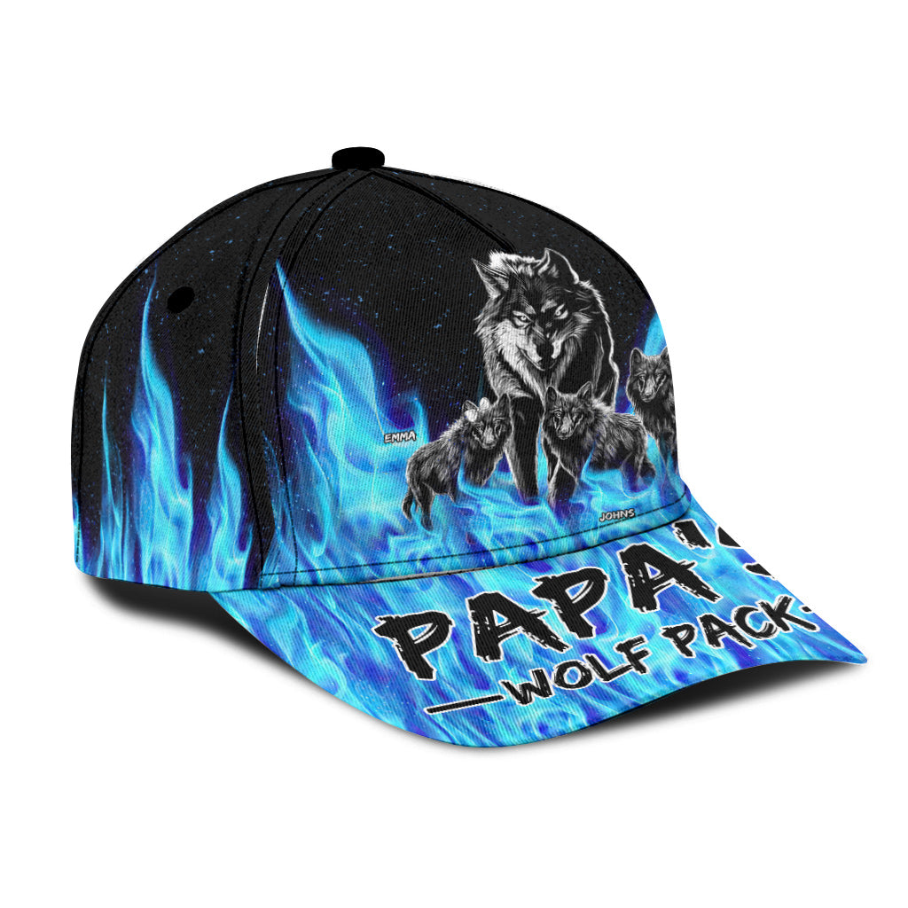 Grandpa's Wolf Pack Blue Flames - Personalisierte Grandpa Classic Cap