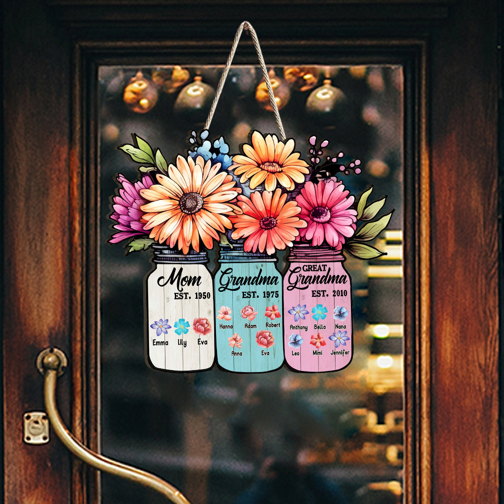 Mama, Oma, Uroma – personalisiertes, individuell geformtes Holzschild für Oma