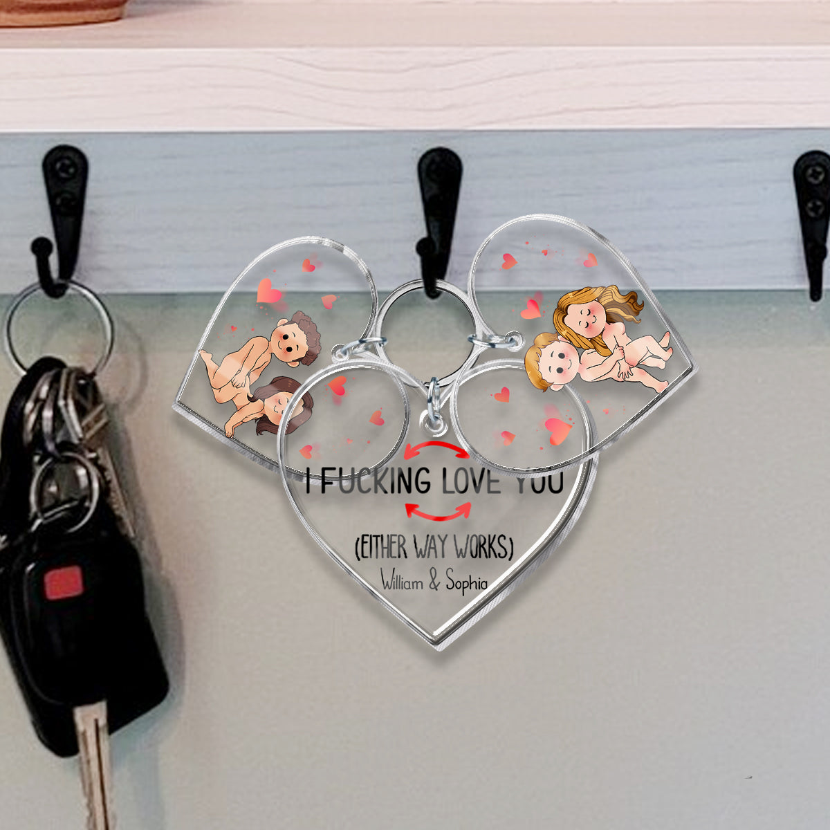 Ich liebe dich – Personalisierter Schlüsselanhänger für Paare mit Anhängern