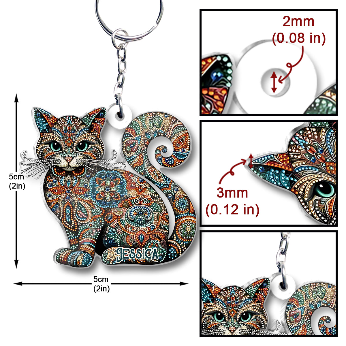 Beautiful Cat - Personalized Cat Custom Shaped Keychain