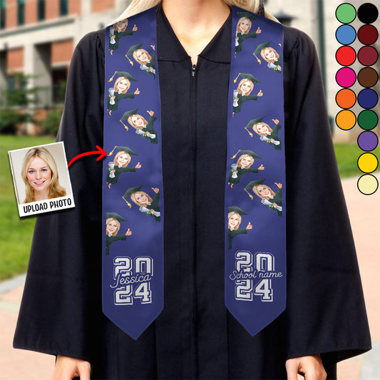 Caricature Funny Character - Personalized Graduation Graduation Stole