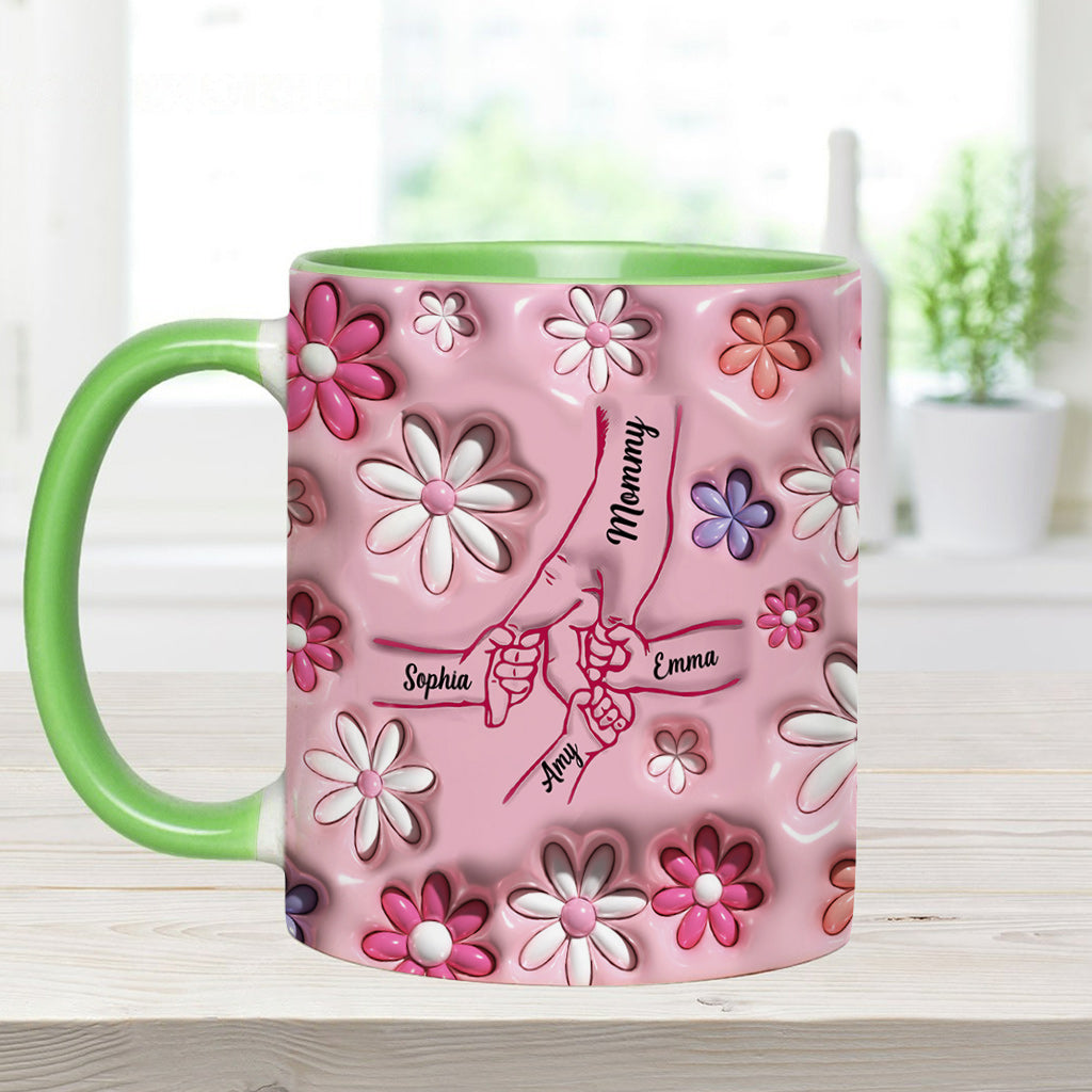 Händchenhalten - Personalisierte Tasse mit Mutter-Akzent