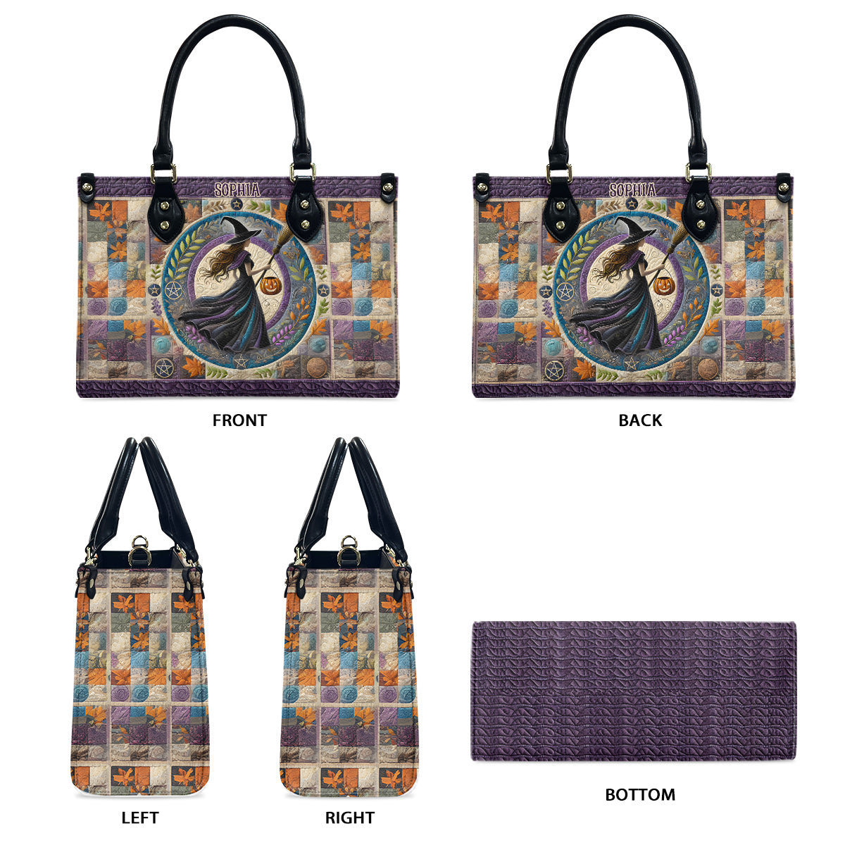 Wunderschöne Hexe – personalisierte Hexen-Lederhandtasche