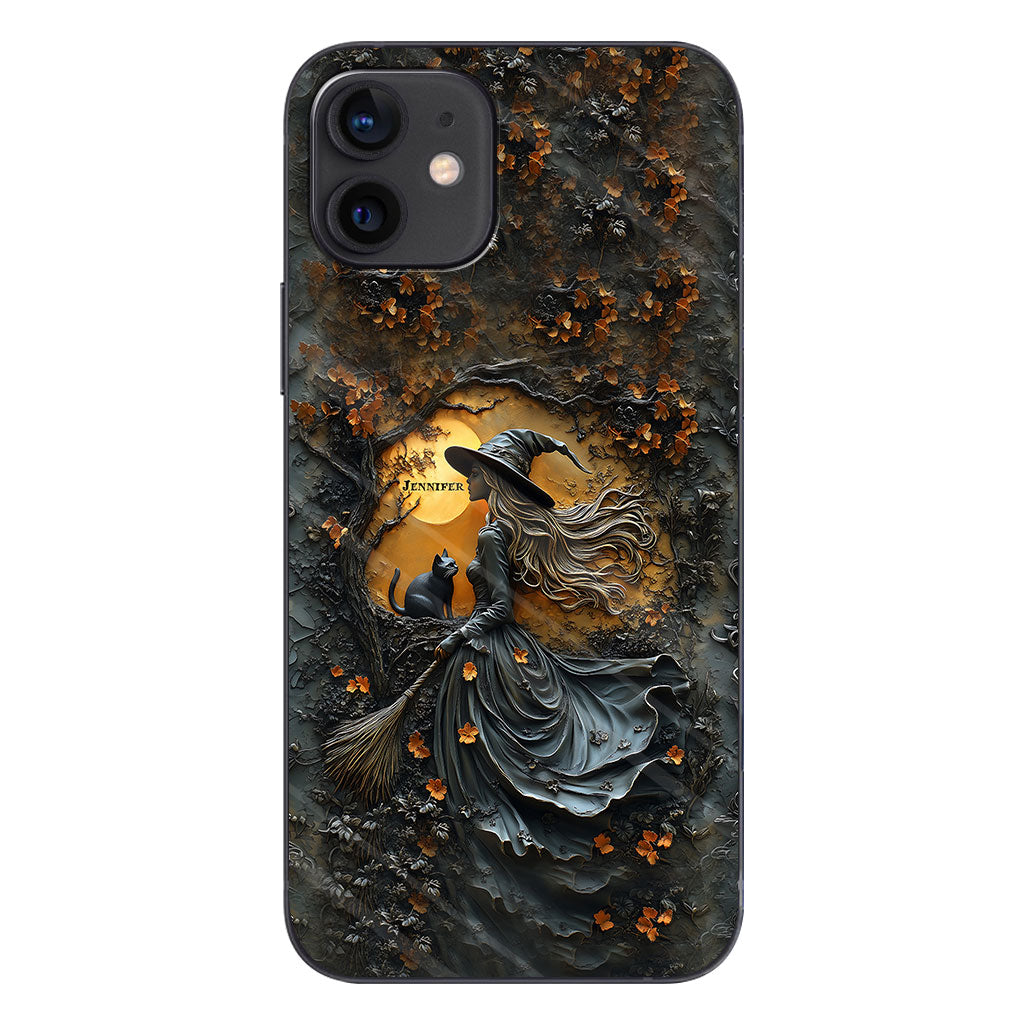 Wunderschöne Hexe & ihre schwarze Katze – personalisierte Hexen-Handyhülle