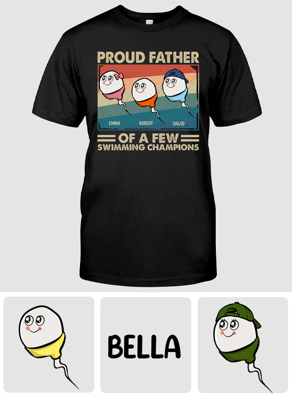Stolzer Vater und Mutter mehrerer Schwimmmeister – Personalisiertes Vater-T-Shirt und Hoodie