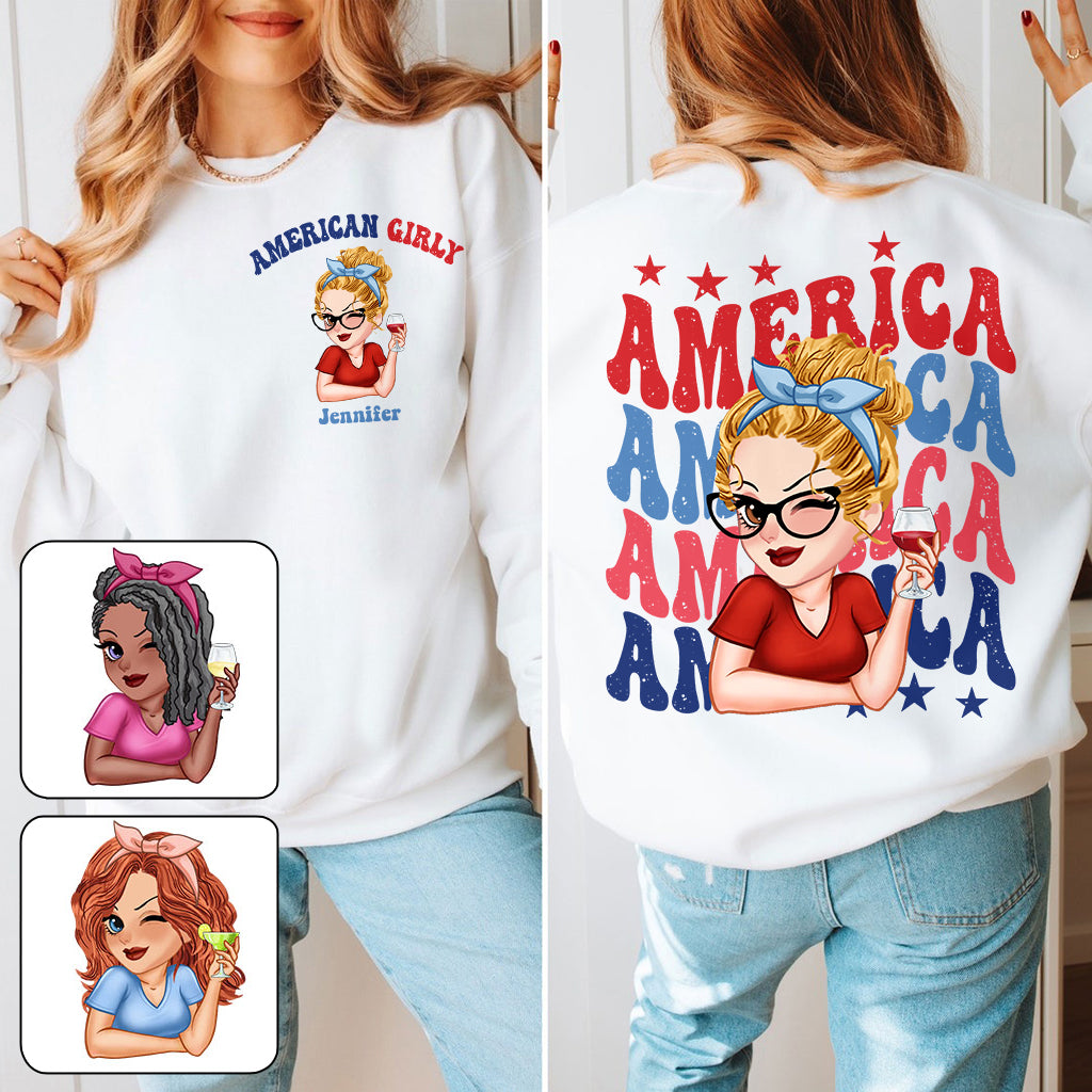 American Girly – Personalisiertes T-Shirt zum Unabhängigkeitstag/4. Juli