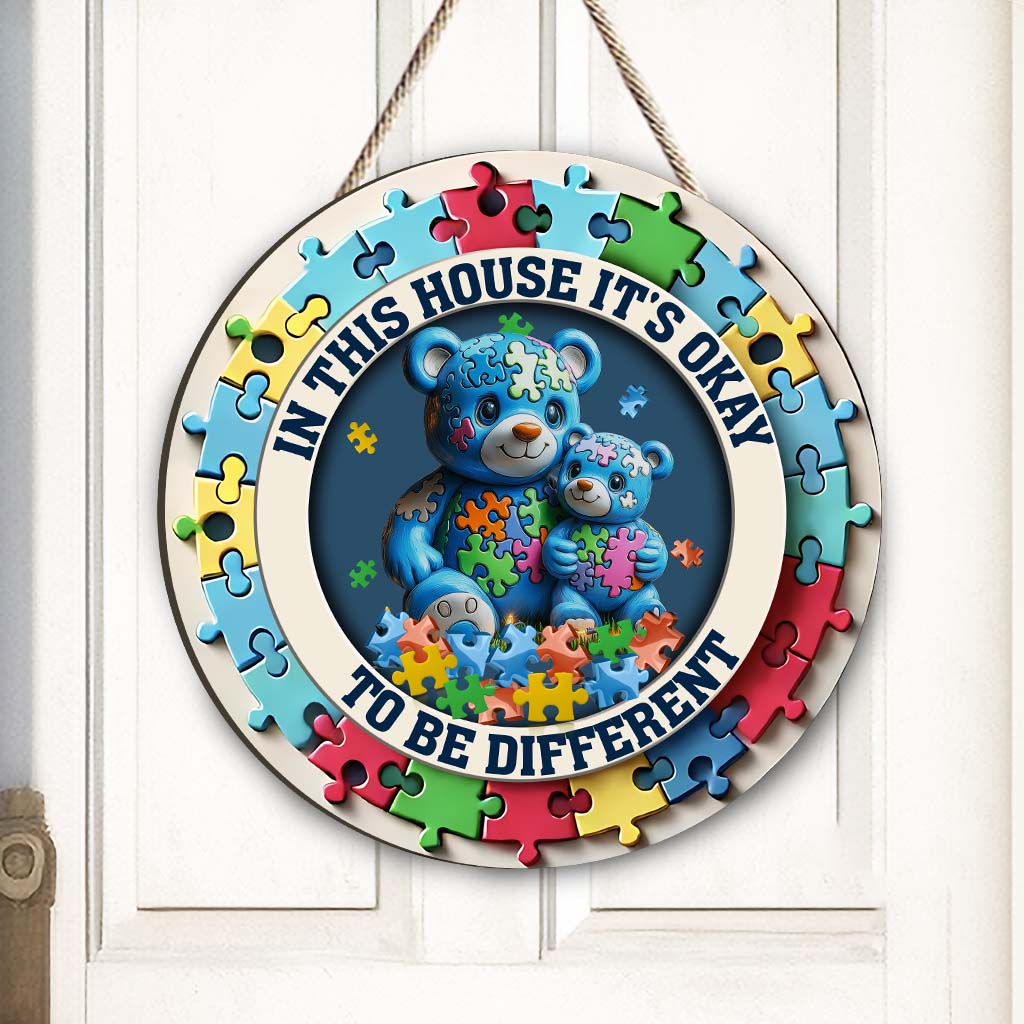 In diesem Haus ist Anderssein okay – Individuell geformtes Holzschild zur Sensibilisierung für Autismus
