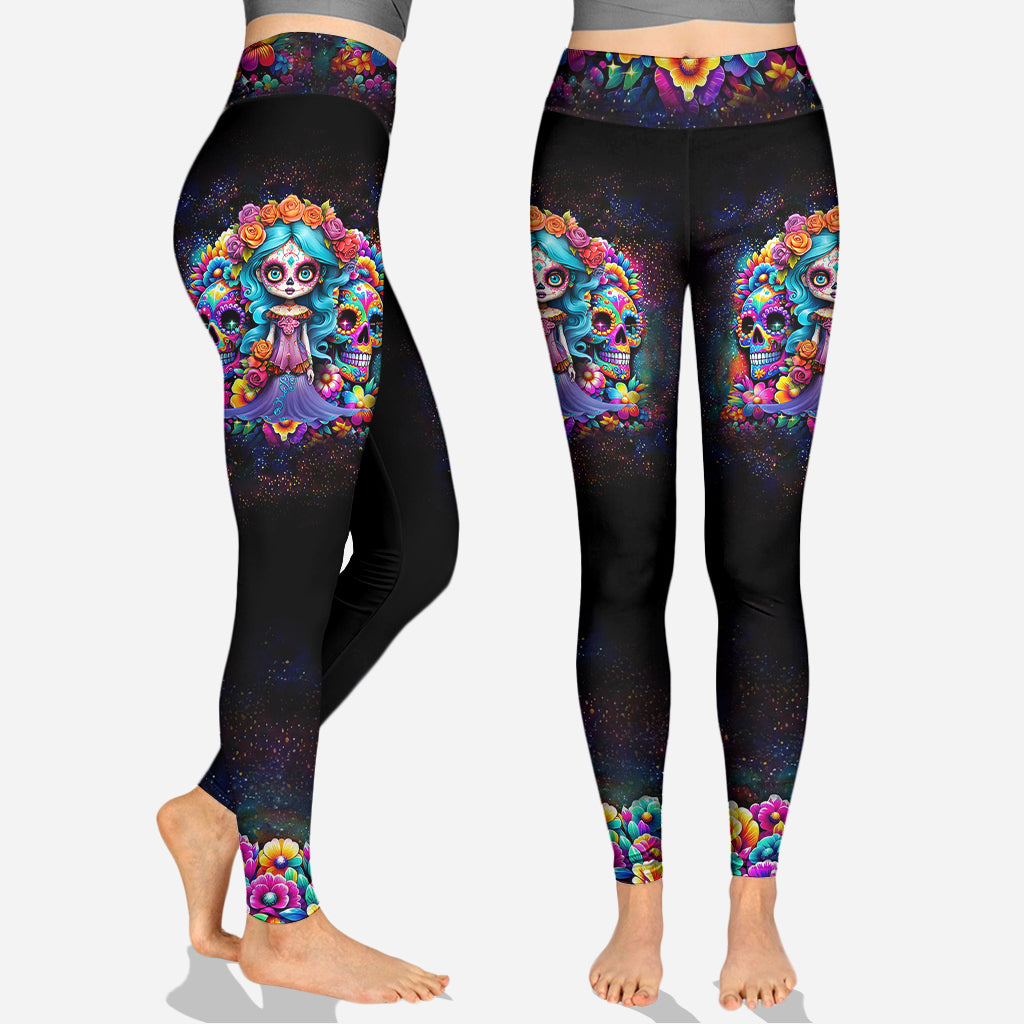 Niedliche Puppen La Catrina – Personalisierter Totenkopf-Hoodie und Leggings