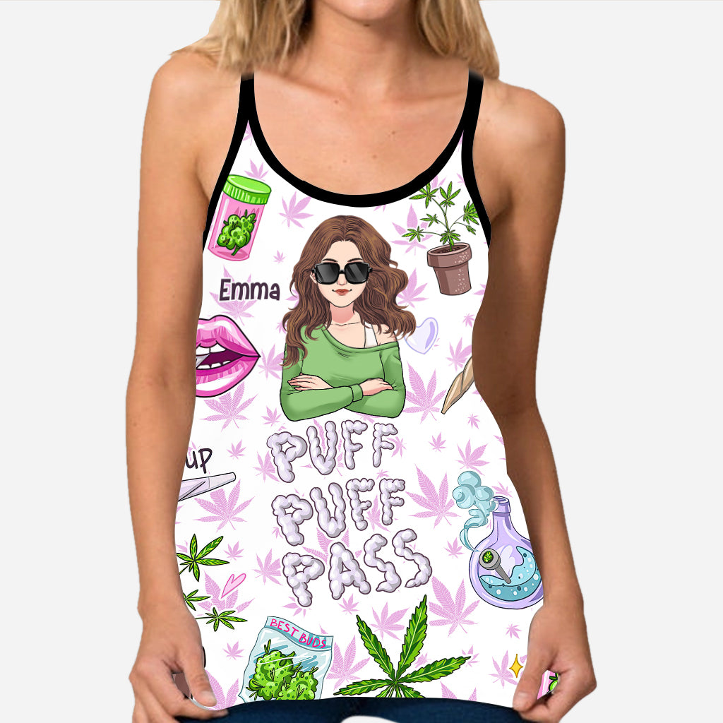 Puff Puff Pass – Personalisiertes Weed-Cross-Tanktop und Leggings