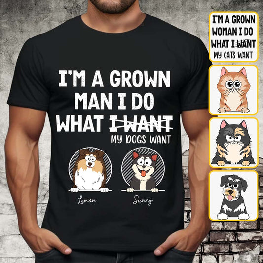 Ich bin ein erwachsener Mann/eine erwachsene Frau, ich mache, was meine Haustiere wollen – personalisiertes Hunde-T-Shirt und Hoodie