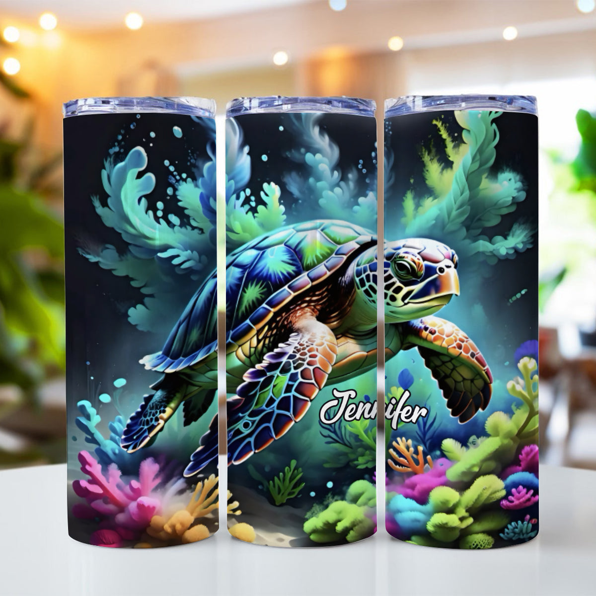 Liebe Schildkröten – Personalisierter, schmaler Schildkröten-Trinkbecher