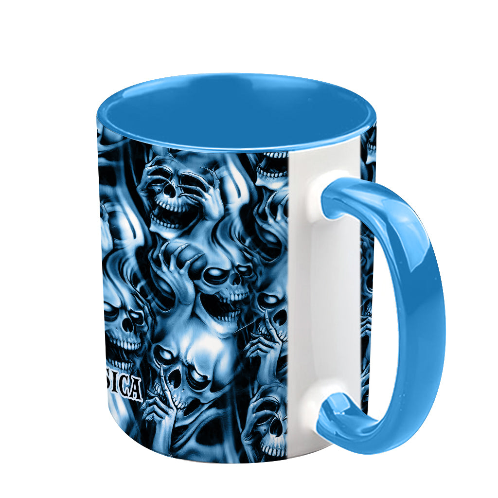 Nichts hören, nichts sagen, nichts sehen – personalisierte Tasse mit Totenkopf-Akzent