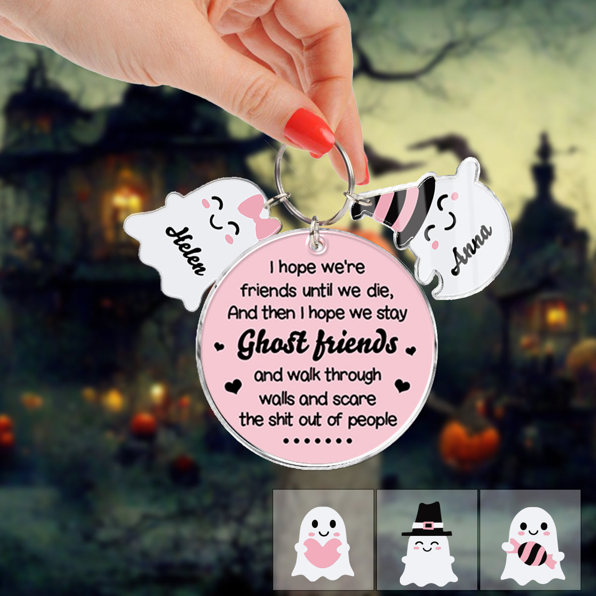 Ghost Friends - Personalized Bestie Keychain with Charms