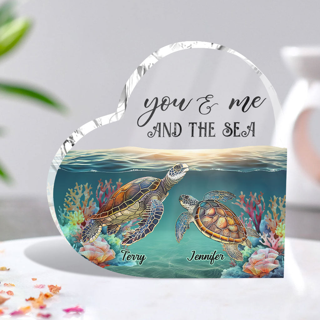 You & Me And The Sea - Personalized Turtle Custom Shaped Acrylic Plaque