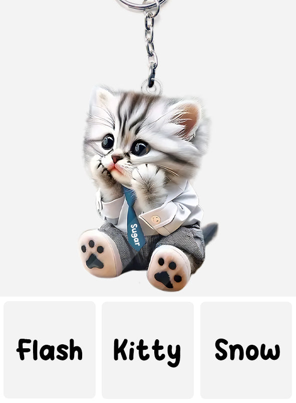 Niedliche Katze – Personalisierter Schlüsselanhänger in Katzenform