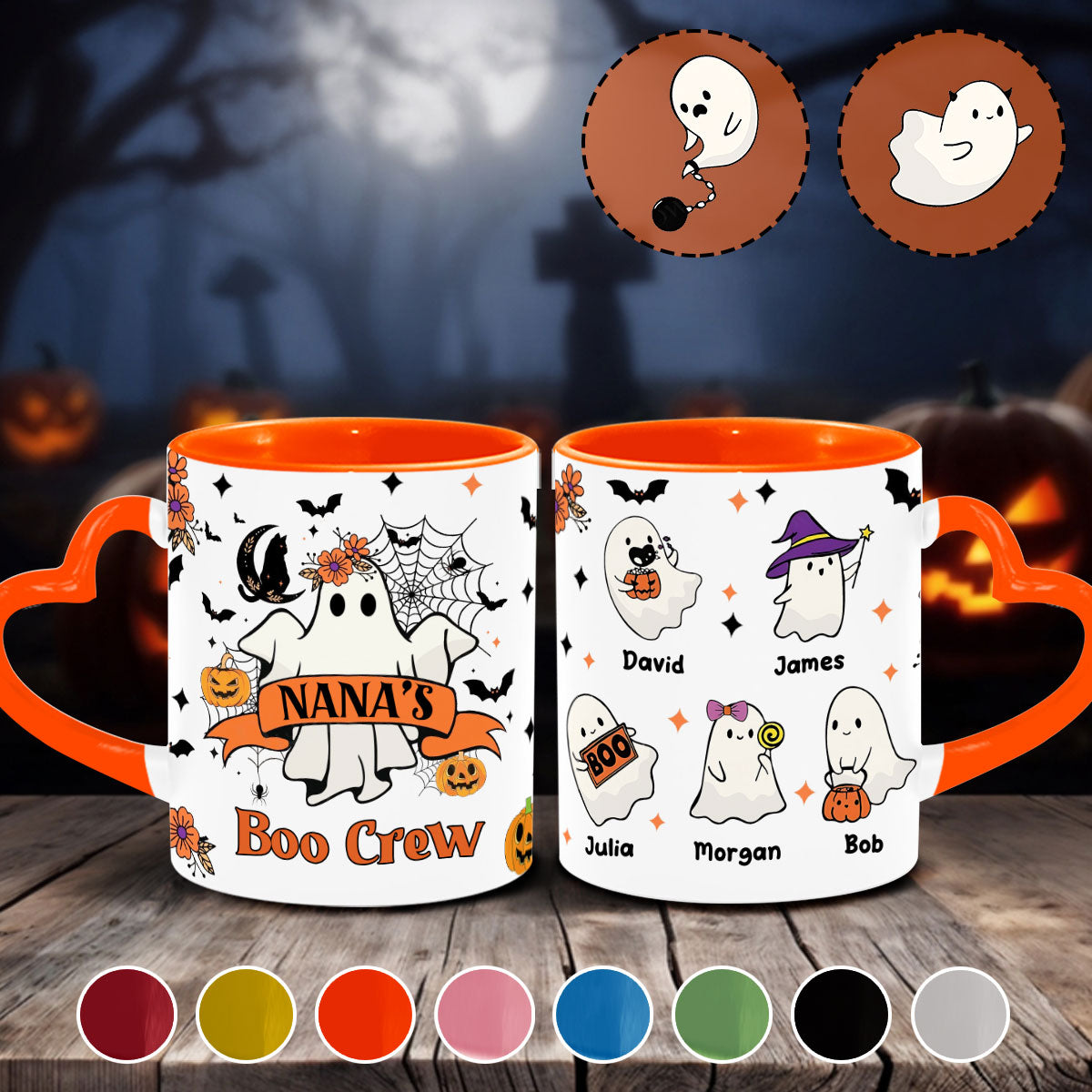 Nana's Boo Crew – Personalisierte Tasse mit Herzgriff für Oma