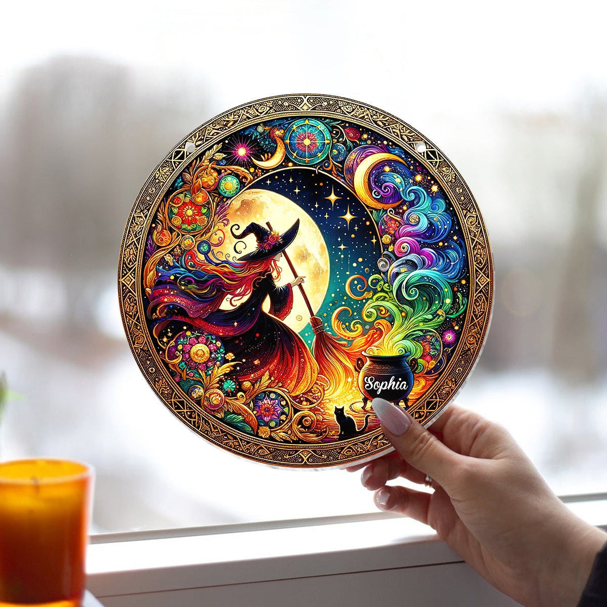 Beautiful Witch - Personalized Witch Window Hanging Suncatcher Ornament