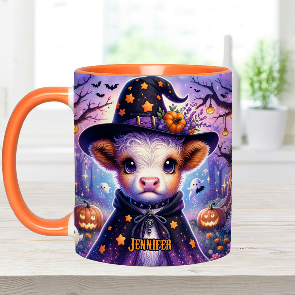 Baby Highland Cow Witch Halloween - Personalisierter Akzentbecher
