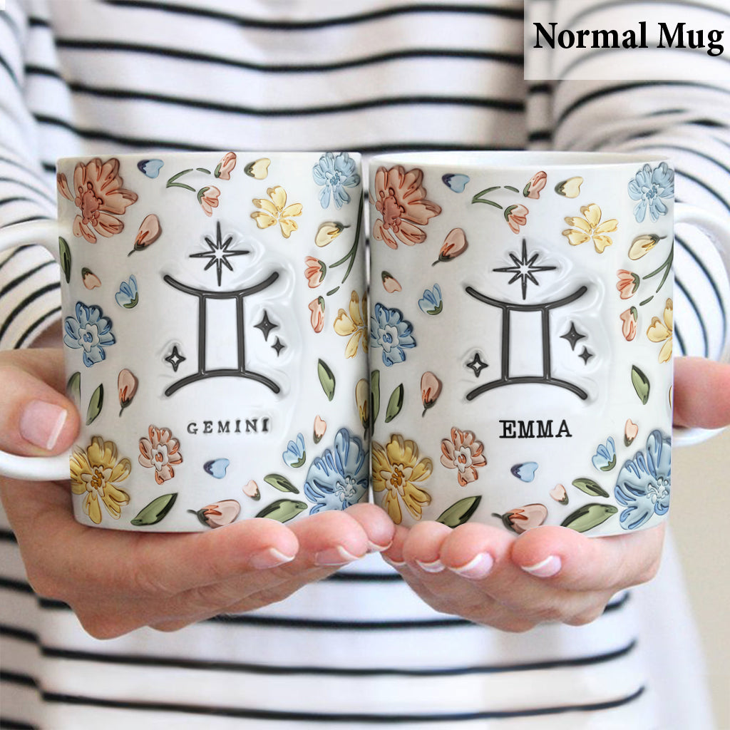 Blumenmuster für Sternzeichen – Personalisierte Horoskop-Tasse