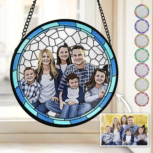 Best Family Ever - Personalized Family Stained Glass Suncatcher
