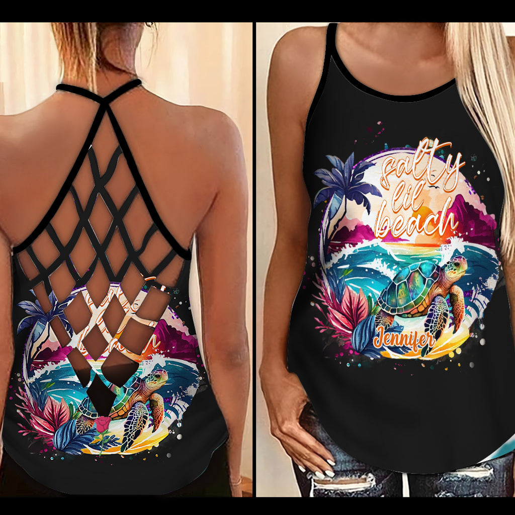 Salty Lil' Beach - Personalisiertes Tanktop mit Schildkrötenkreuz