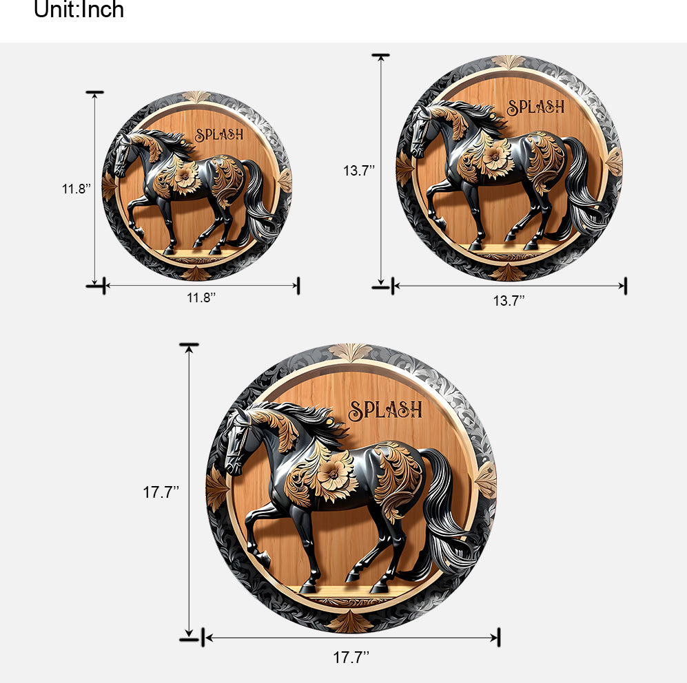 Schwarzes Pferd – Personalisiertes, individuell geformtes Holzschild