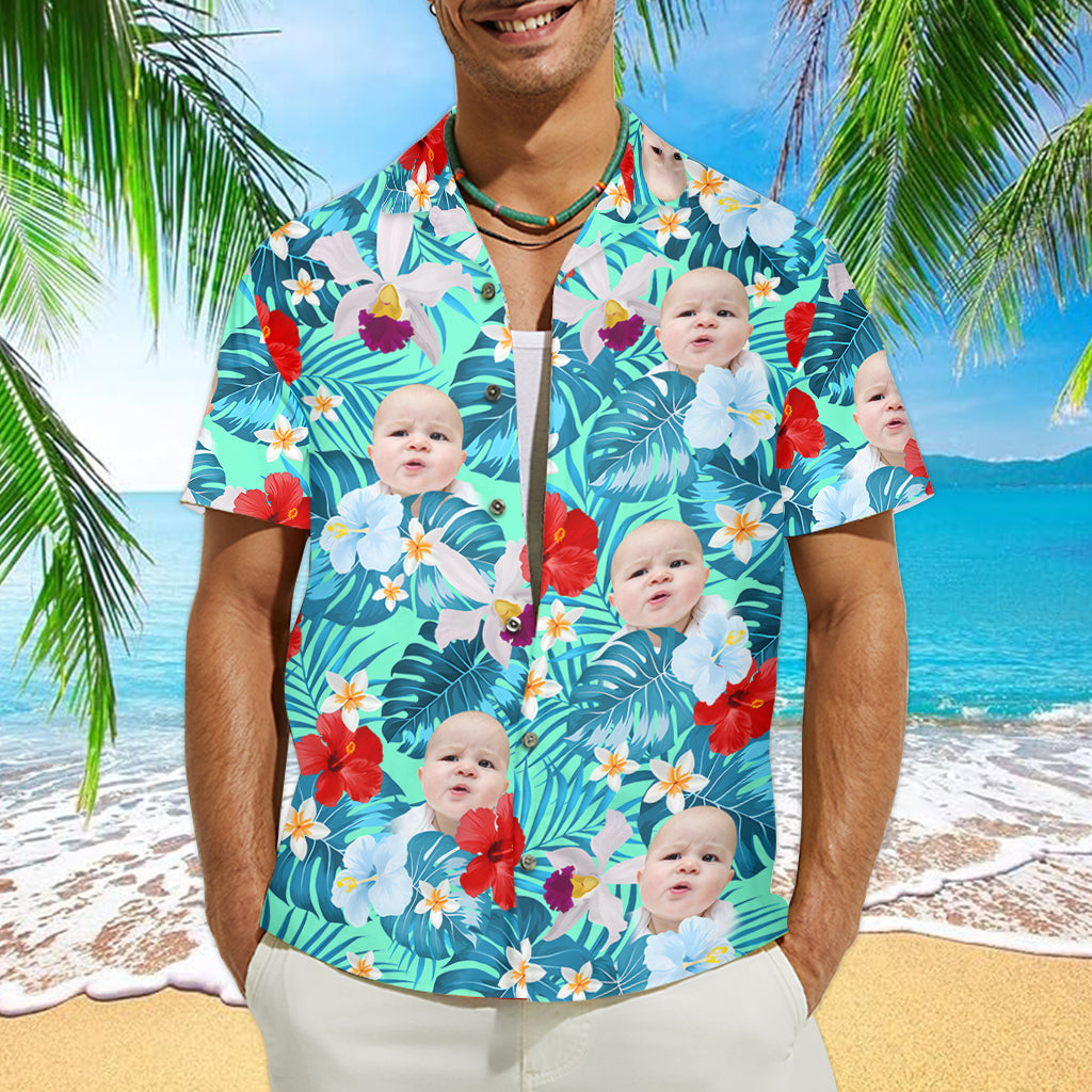 Custom Face Photo Tropical Style Dad Uncle Any Title - Personalized Father Hawaiian Shirt