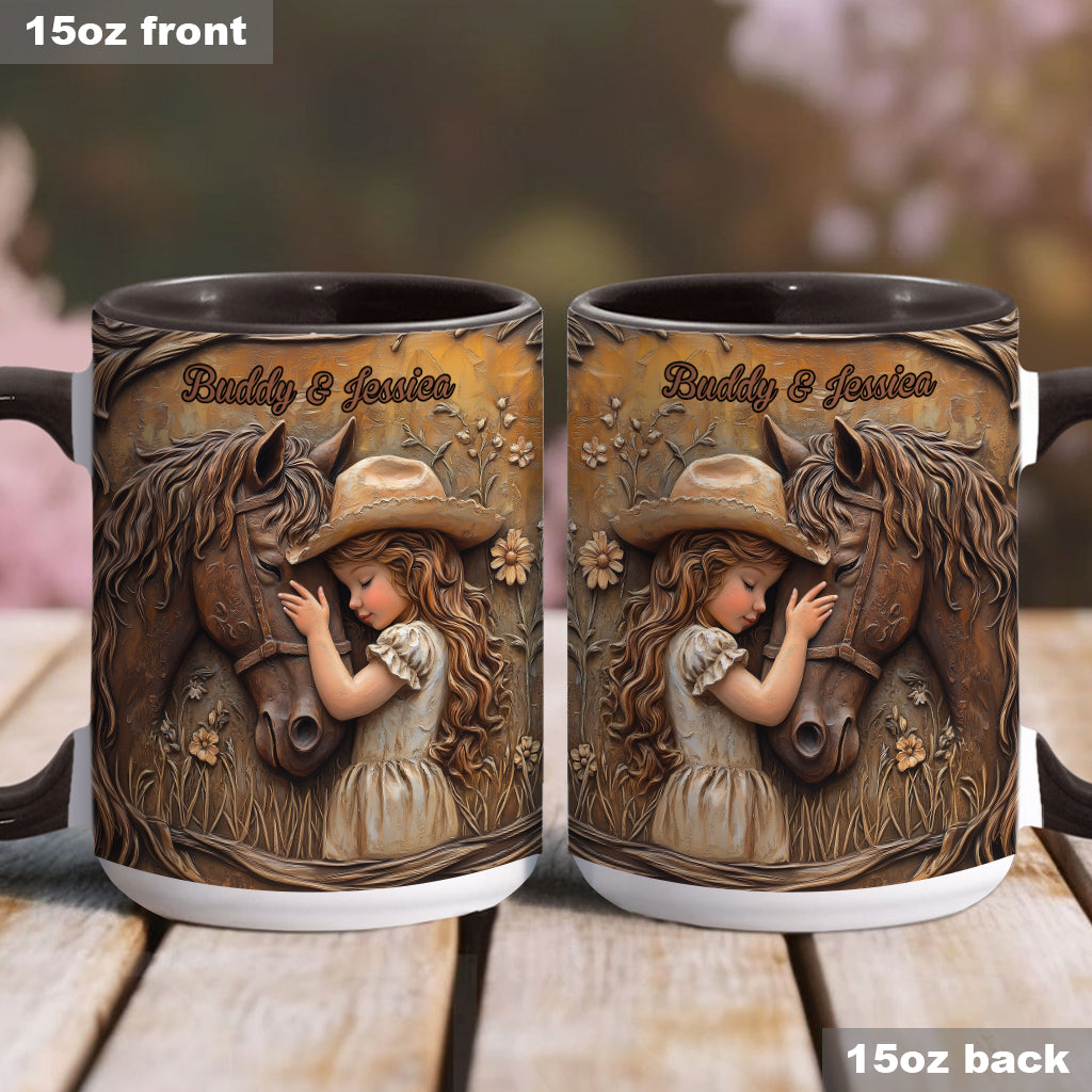 Einfach ein Mädchen, das Pferde liebt – personalisierte Tasse mit Pferdemotiv
