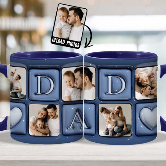 Foto hochladen: Vater und Kinder – Personalisierte Tasse mit Vatermotiv